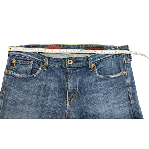 AG Adriano Goldschmied The Club Flare Leg Jeans Low Rise Blue Denim Womens 32R - Picture 6 of 8